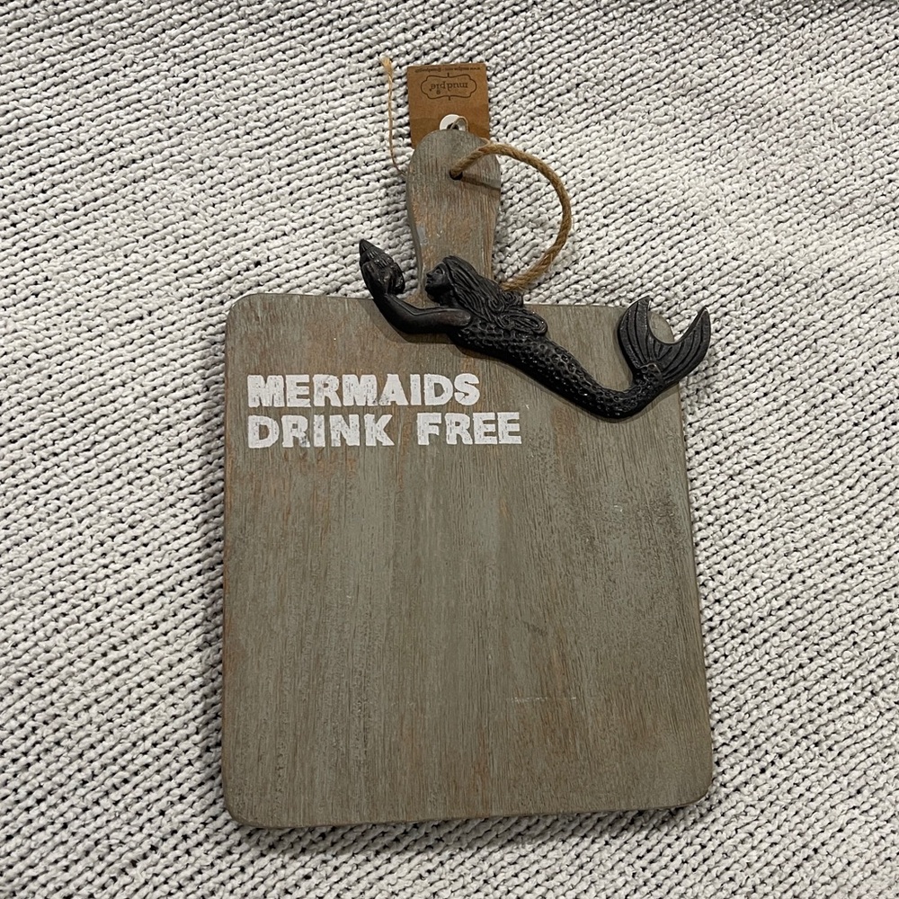 Mud Pie Wooden Mermaid Handle Board NWT